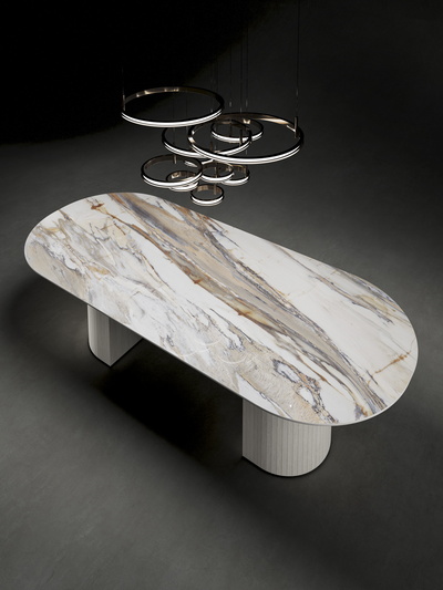 Calacatta Fossil Bookmatched (Dining Table)