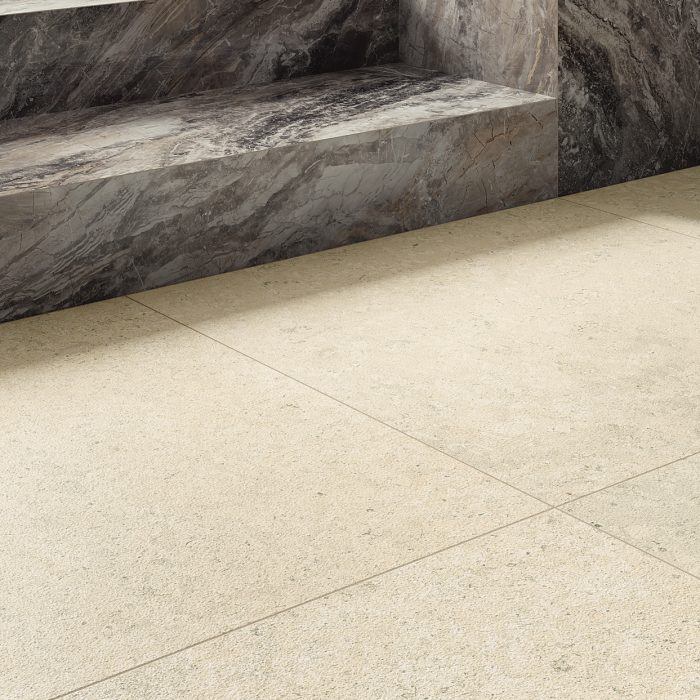 Luna - Structured is a beige Italian porcelain tile.